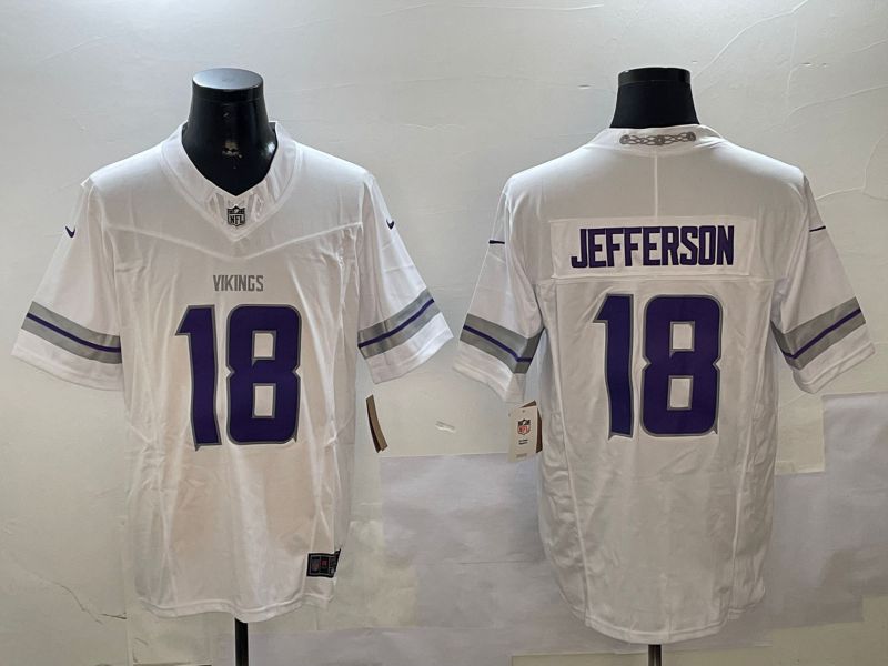 Men Minnesota Vikings #18 Jefferson White Throwback Three generation 2024 Nike Limited NFL Jersey style 1->minnesota vikings->NFL Jersey